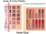 2 In 1 Nude Deal 12 Pcs Matte Lipgloss Set + Nude Palette 18 Colors - Buy Online in Pakistan at Cosmia.pk