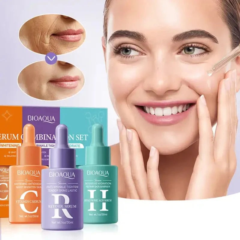 BIOAQUA Serum Combination Set - Vitamin C + Retinol + Hyaluronic Acid (3 x 30ml) - Buy Online in Pakistan at Cosmia.pk