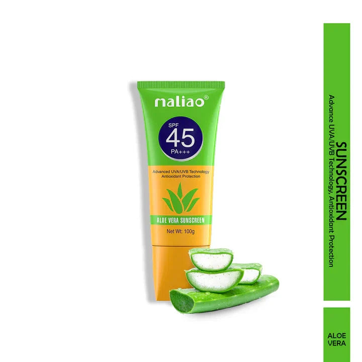 Maliao Aloe Vera Sunscreen SPF 45 PA+++ - 100g - Buy Online in Pakistan at Cosmia.pk