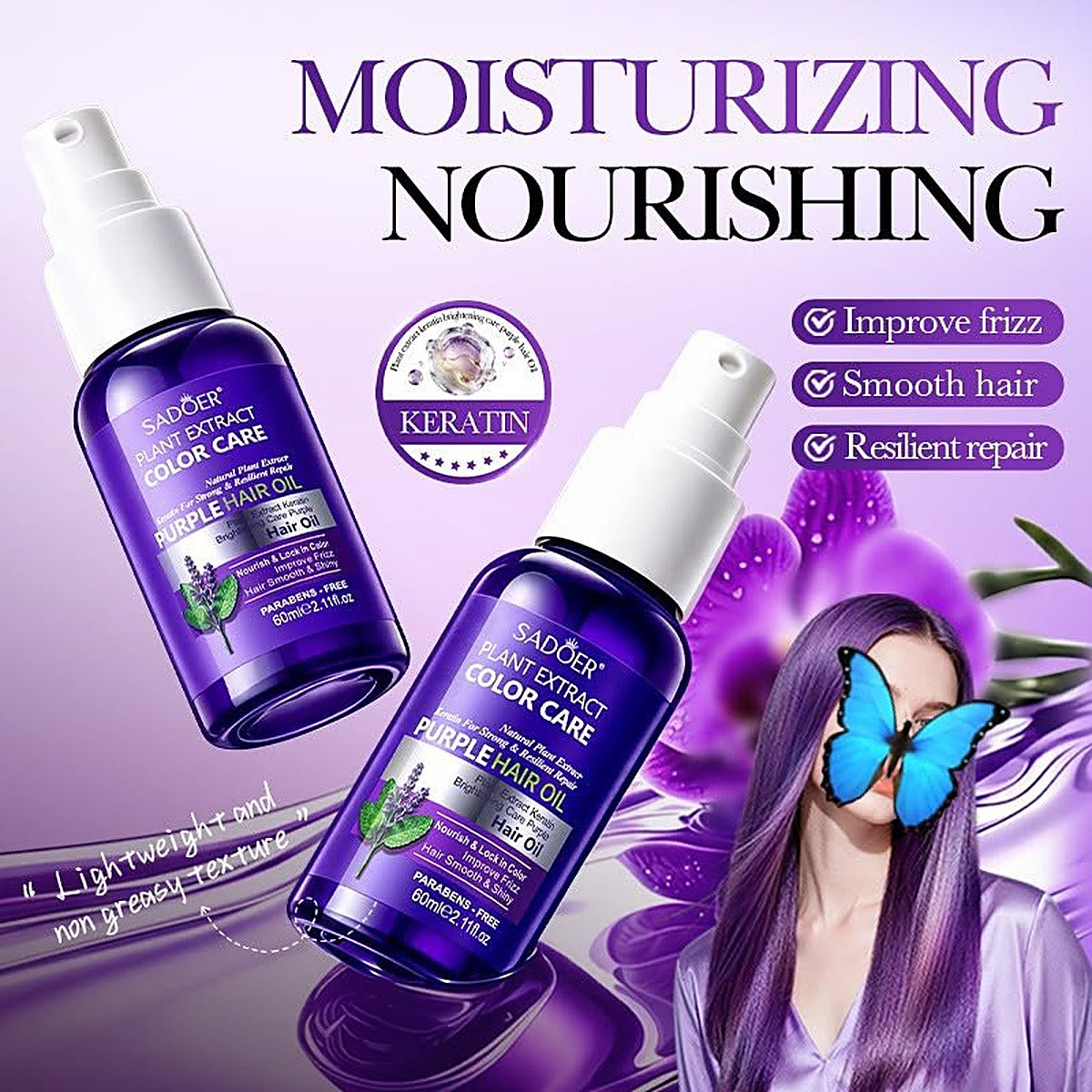 SADOER Purple Hair Oil keratin moisturizing nourishing benefits for color treated hair