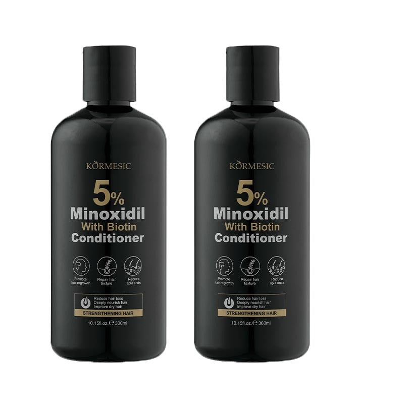 Kormesic 5% Minoxidil With Biotin Conditioner 300ml black bottles - strengthening hair conditioner
