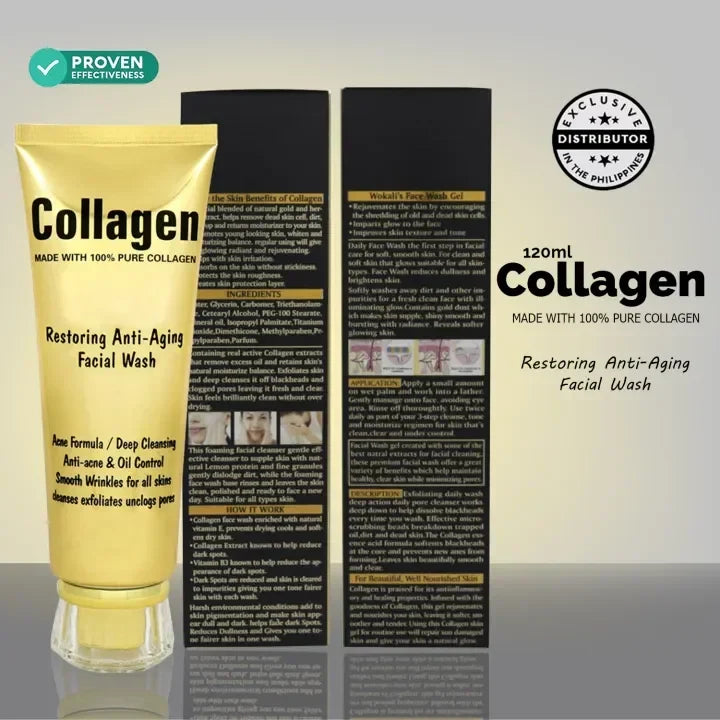 Wokali Collagen Anti‑Aging & Anti‑Acne Facial Wash - 120ml - Buy Online in Pakistan at Cosmia.pk