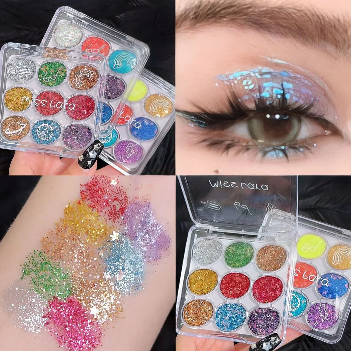 Miss Lara Cream Glitter Eyeshadow Palette - 9 Color - Buy Online in Pakistan at Cosmia.pk