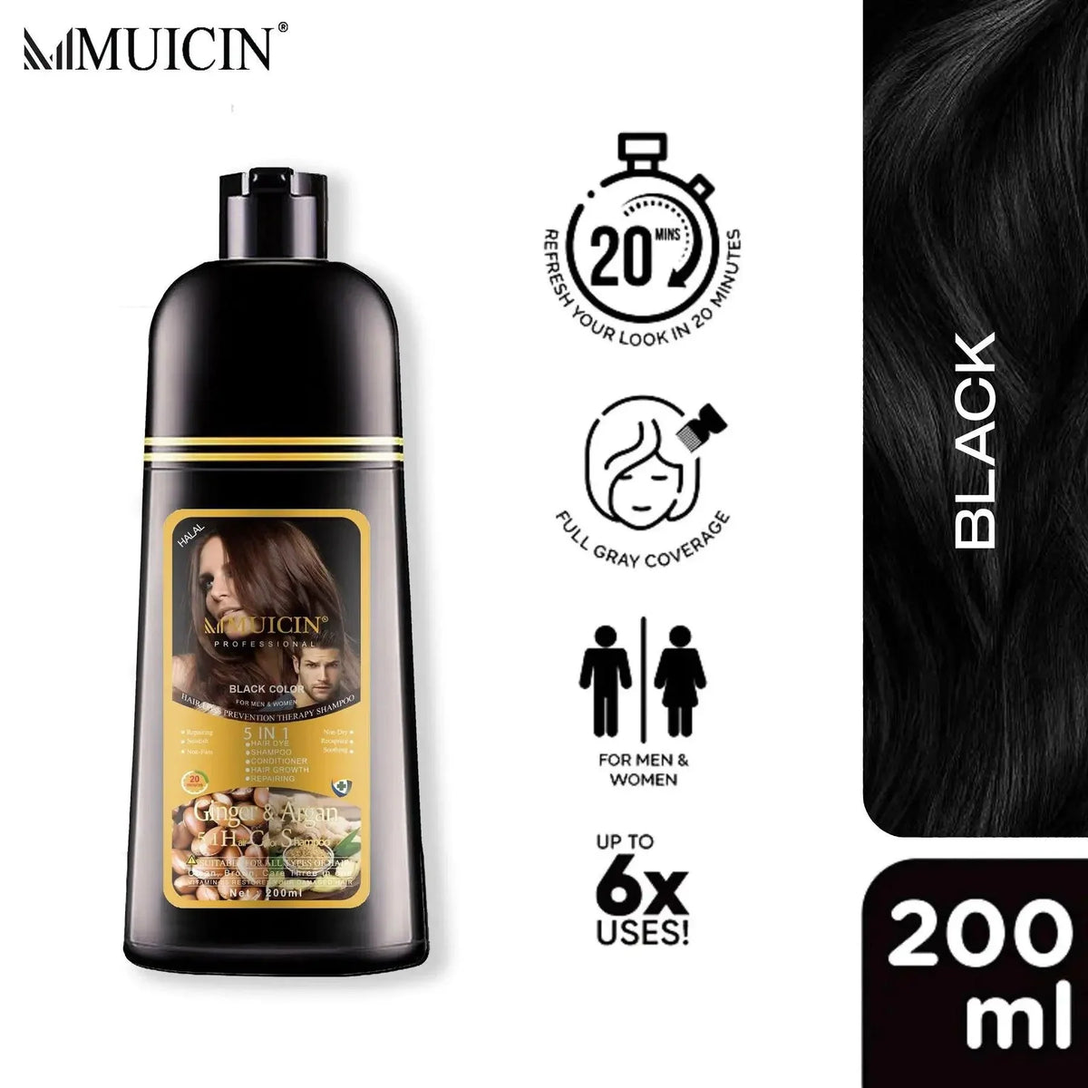 5 in 1 Muicins Ultimate Hair Color Shampoo 200ml - Buy Online in Pakistan at Cosmia.pk