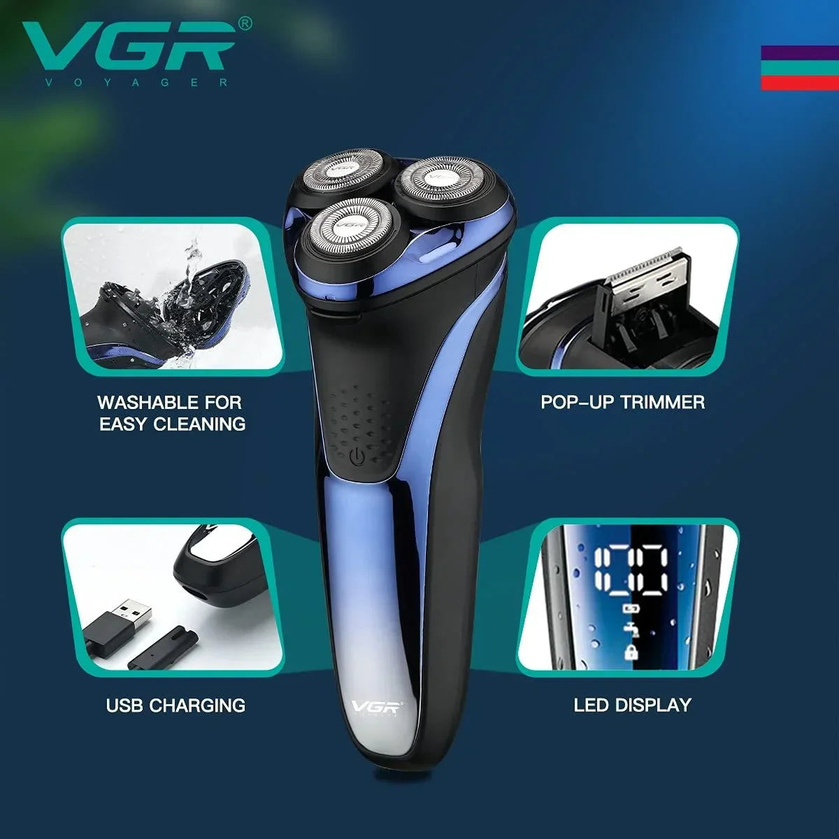 VGR V-306 Wet & Dry 3 Head Electric Shaver - Buy Online in Pakistan at Cosmia.pk