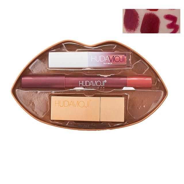 3 in 1 Hudamoji Set Velvet Matte Lipstick , Waterproof Lip Pencil & Lip Gloss Set - Buy Online in Pakistan at Cosmia.pk