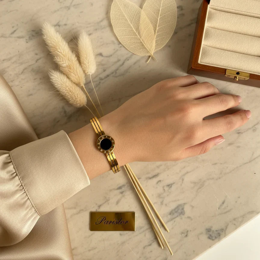 Roman Dial Black Enamel Gold Bangle - Buy Online in Pakistan at Cosmia.pk