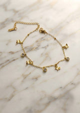316L Stainless Steel Butterfly Charm Bracelet in gold with butterfly and crystal charms - view 1 - buy online in Pakistan at Cosmia.pk