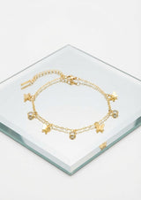316L Stainless Steel Butterfly Charm Bracelet in gold with butterfly and crystal charms - view 3 - buy online in Pakistan at Cosmia.pk