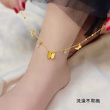 316L Stainless Steel Gold Butterfly Zircon Anklet for Women - butterfly charm ankle bracelet