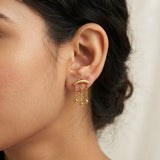316L stainless steel gold lip stud pendant earrings with chain tassels for women - buy online in Pakistan at Cosmia.pk (photo 1 of 6)