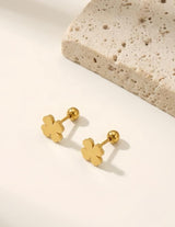 316L Stainless Steel Golden Flower Stud Earrings - pair on display