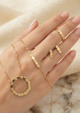 Golden honeycomb hexagonal zircon necklace set worn - stainless steel jewelry set for women | Cosmia.pk