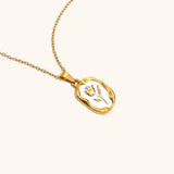316L Stainless Steel Tulip Flower Pendant Necklace - White enamel version, white enamel tulip pendant angled detail shot - buy online in Pakistan at Cosmia.pk