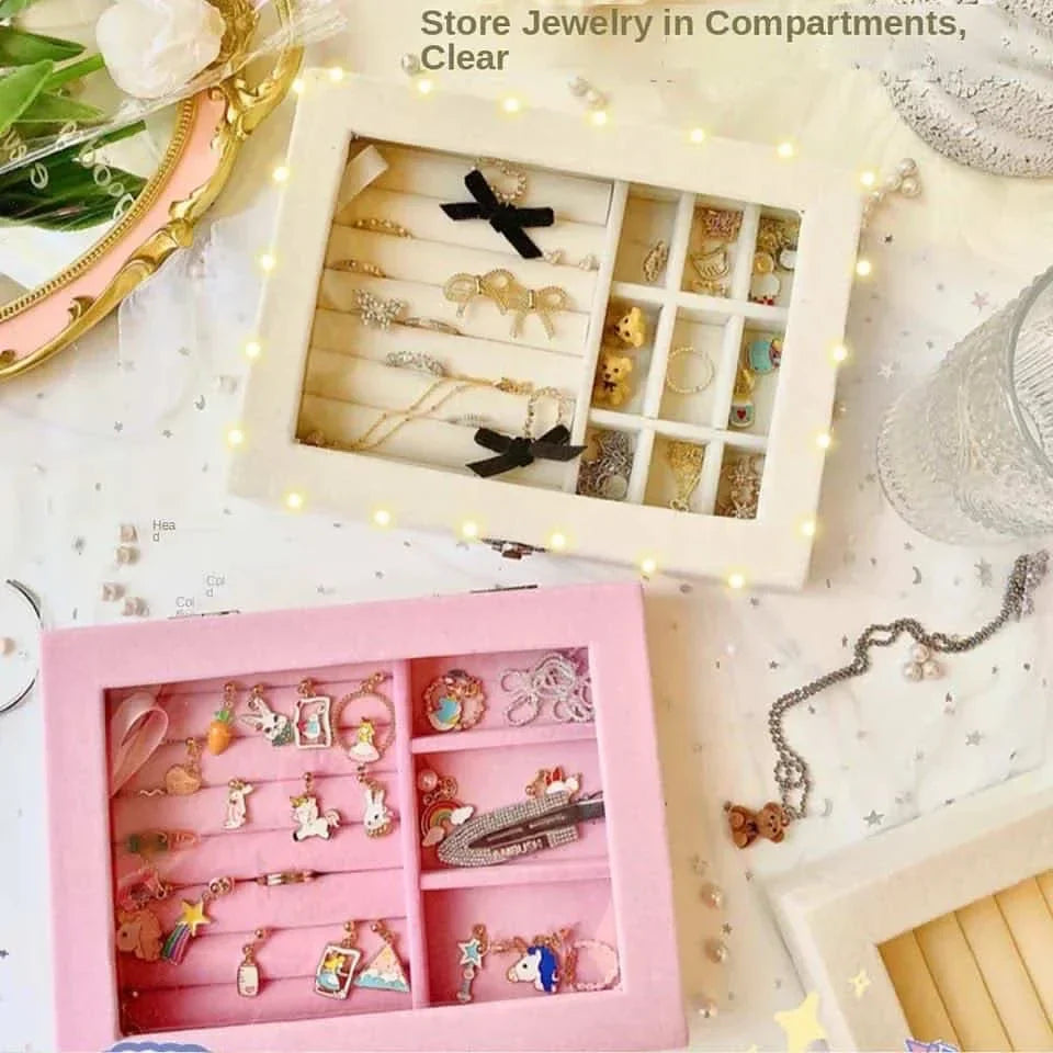 Velvet Glass Ring Earring Jewelry Display Organizer Box - Buy Online in Pakistan at Cosmia.pk
