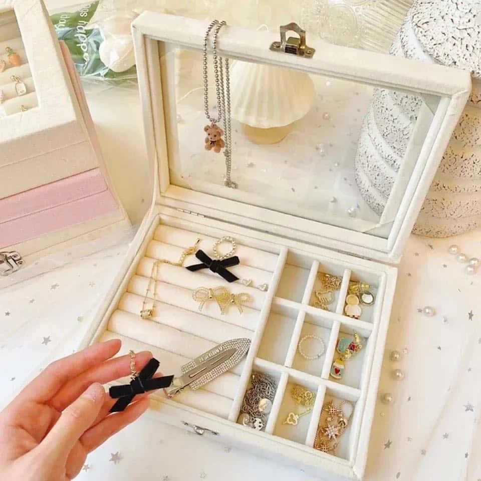 Velvet Glass Ring Earring Jewelry Display Organizer Box - Buy Online in Pakistan at Cosmia.pk