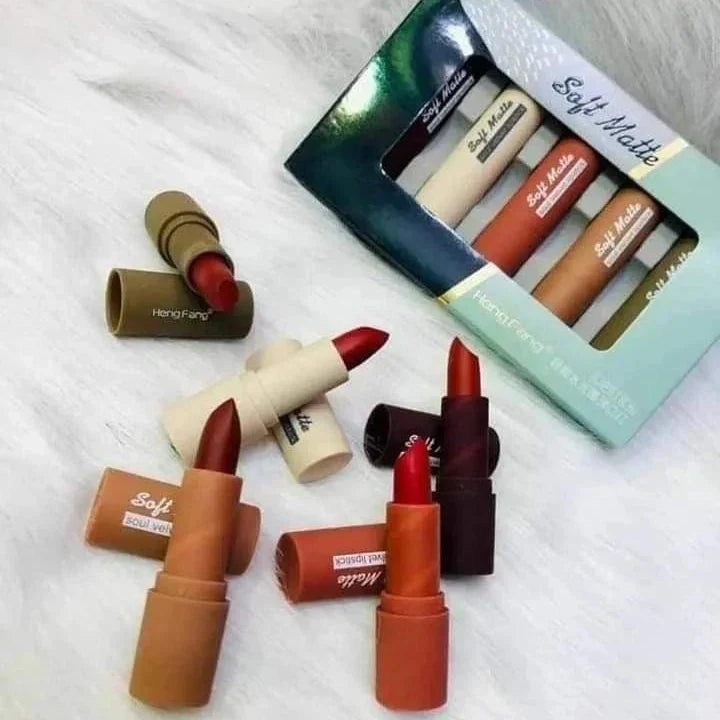 5Pcs Heng Fang Soft Matte Lipstick - Buy Online in Pakistan at Cosmia.pk