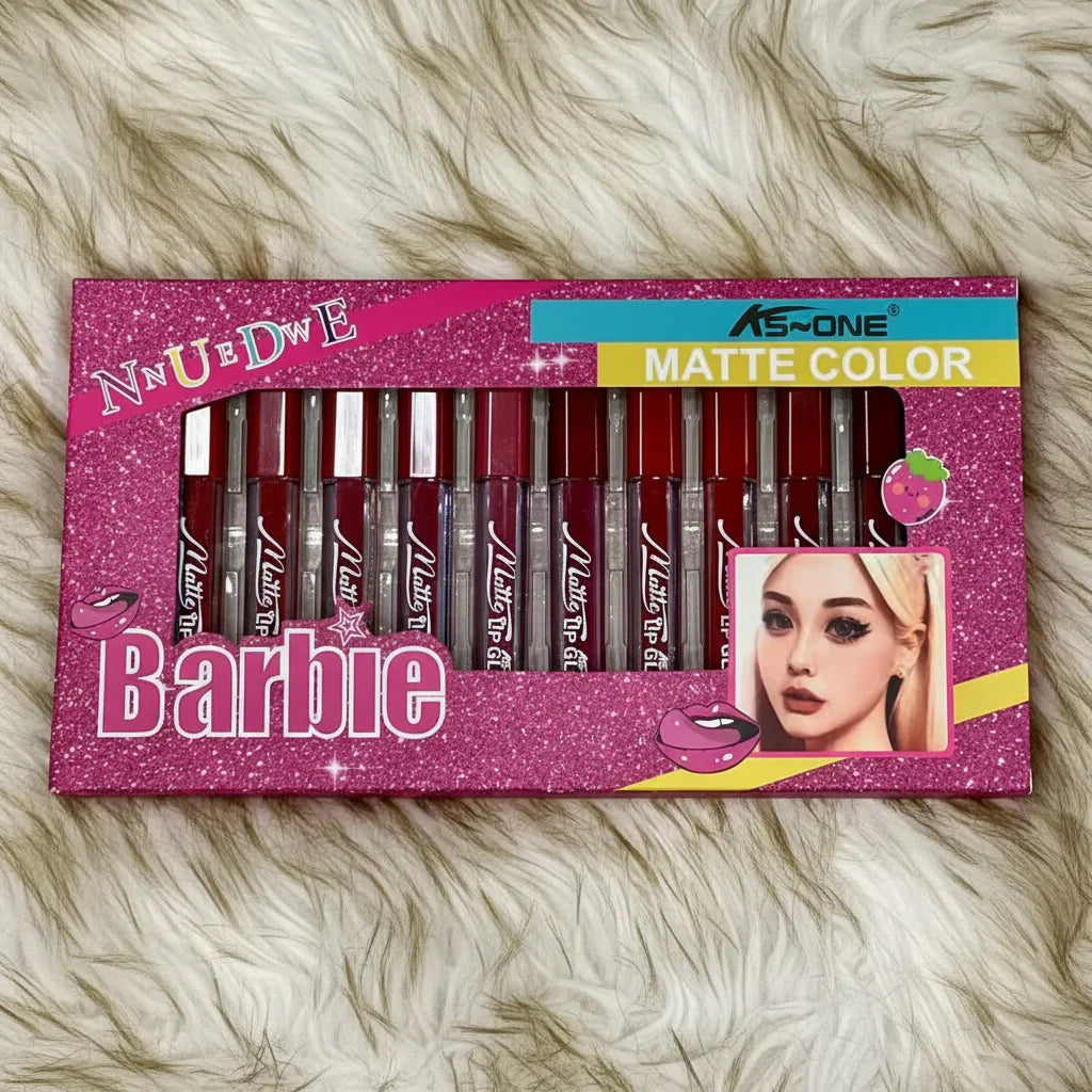 Ks-One NNuEdwE Barbie Inspired Matte Color Lip Gloss - Pack of 12 - Buy Online in Pakistan at Cosmia.pk