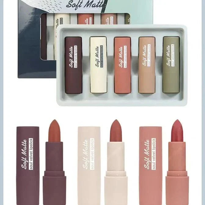5Pcs Heng Fang Soft Matte Lipstick - Buy Online in Pakistan at Cosmia.pk