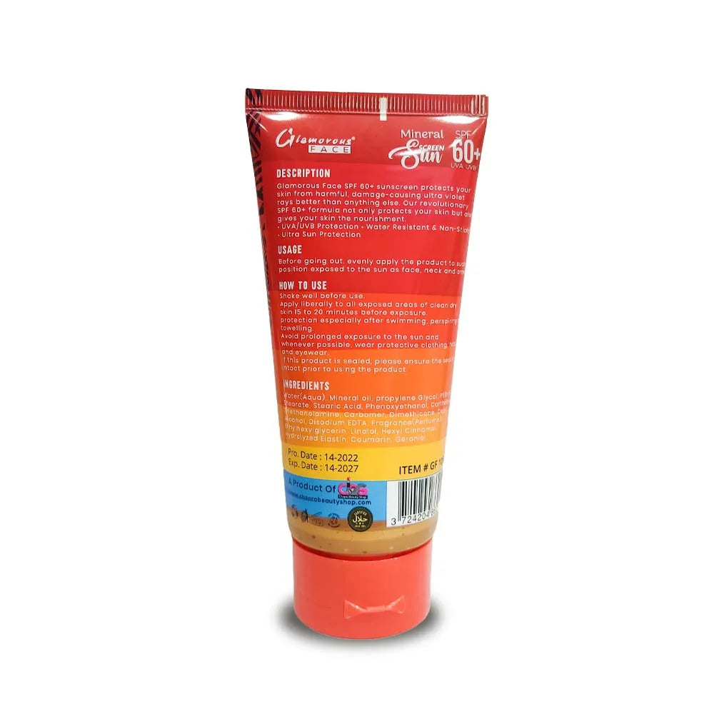 Glamorous Face Sunscreen Lotion , Sunblock SPF 60+ UVA UVB 150ml - Buy Online in Pakistan at Cosmia.pk