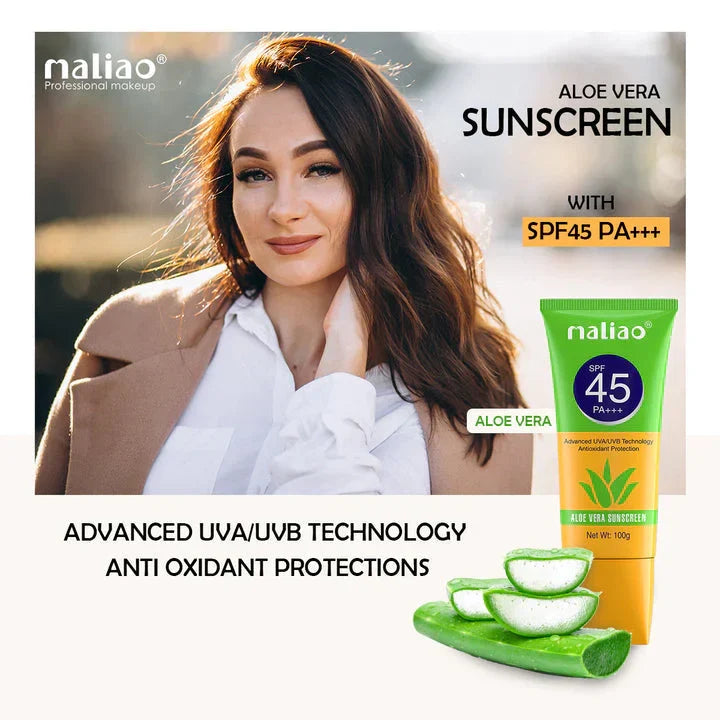 Maliao Aloe Vera Sunscreen SPF 45 PA+++ - 100g - Buy Online in Pakistan at Cosmia.pk
