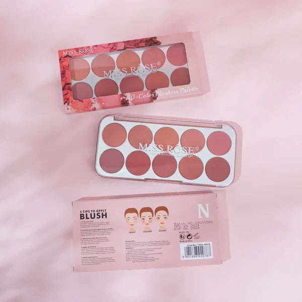 Miss Rose Blushers Palette - 10-Color - Buy Online in Pakistan at Cosmia.pk