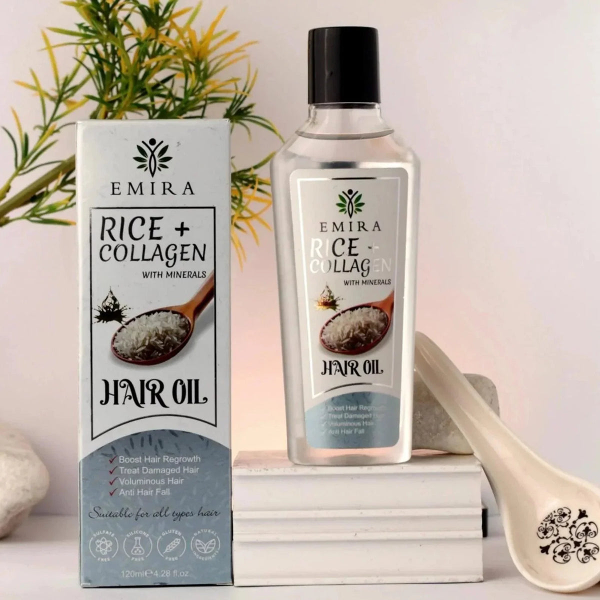 Emira Rice + Collagen Hair Oil - Buy Online in Pakistan at Cosmia.pk