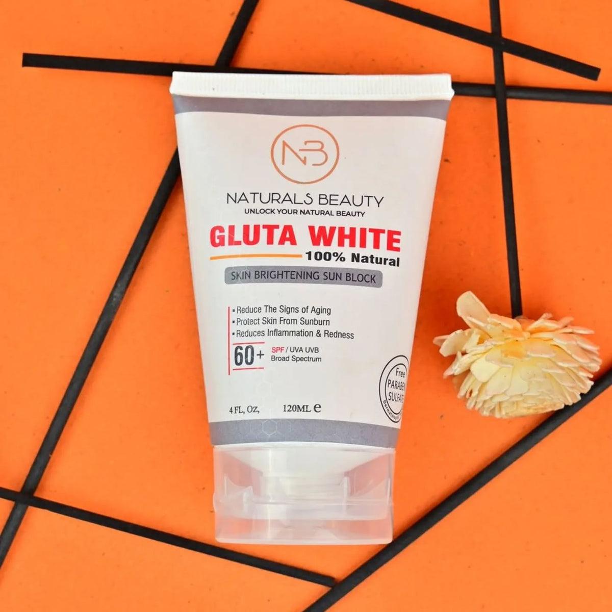 Naturals Beauty Gluta White Sun Block SPF 60+ - 120ml - Buy Online in Pakistan at Cosmia.pk