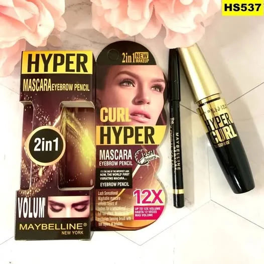 2 in 1 Maybelline Hyper Curl Mascara and Eyebrow Pencil - Buy Online in Pakistan at Cosmia.pk