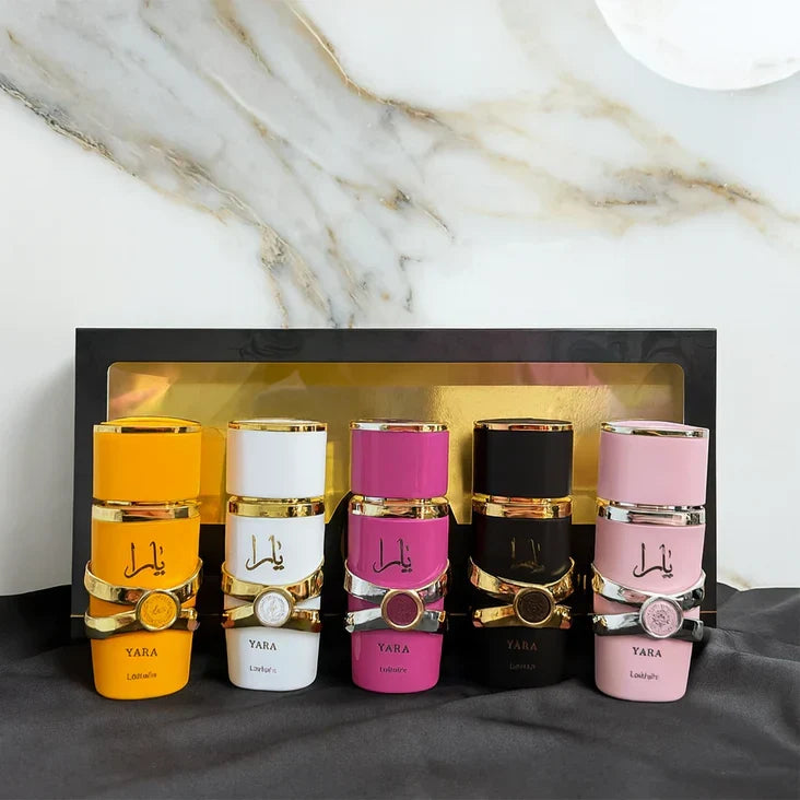 LATTAFA YARA 4 Pcs and ASAD 1 Pcs EAU DE Perfume Natural Spray - 30ml x 5 - Buy Online in Pakistan at Cosmia.pk