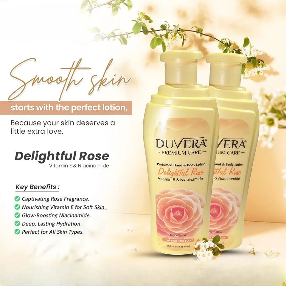 Duvera Delightful Rose Perfumed Hand & Body Lotion 250ml - Buy Online in Pakistan at Cosmia.pk