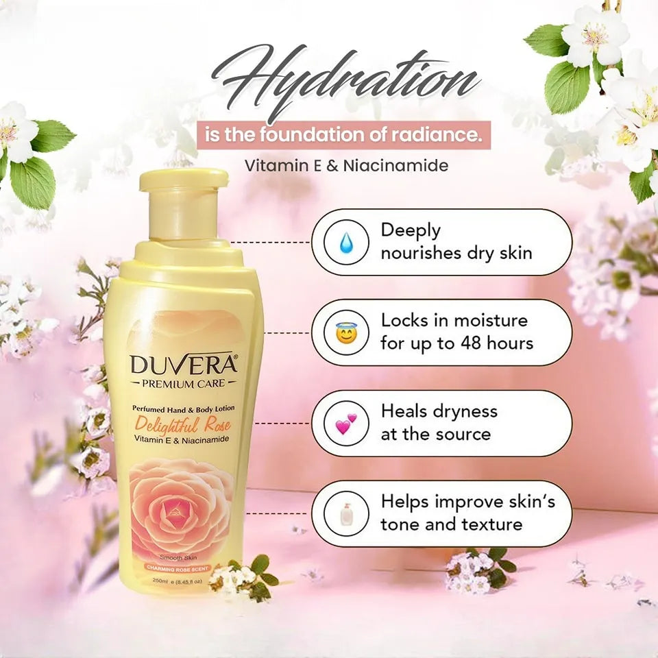 Duvera Delightful Rose Perfumed Hand & Body Lotion 250ml - Buy Online in Pakistan at Cosmia.pk