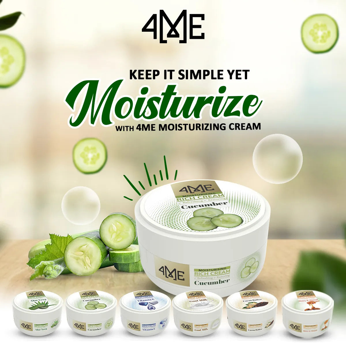 4ME Rich Moisturizing Cream Cucumber 200ml - Buy Online in Pakistan at Cosmia.pk