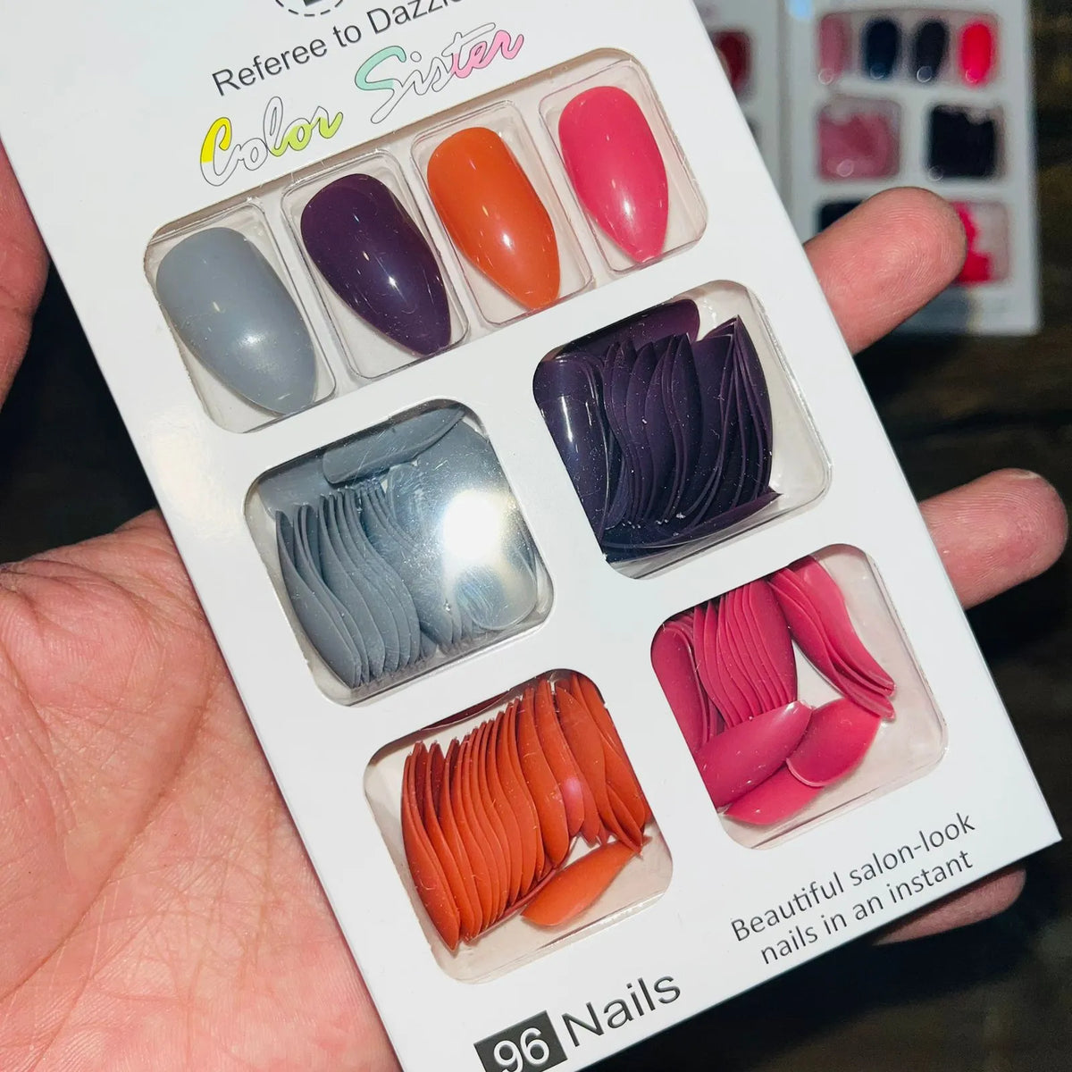 Color Sister Salon Look Artifical Nails With Free Stickers (96Pcs 4 - Buy Online in Pakistan at Cosmia.pk