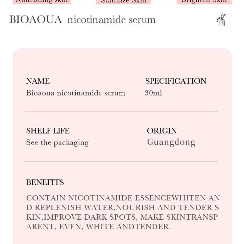 BIOAQUA Nicotinamide Serum 30ml - Buy Online in Pakistan at Cosmia.pk