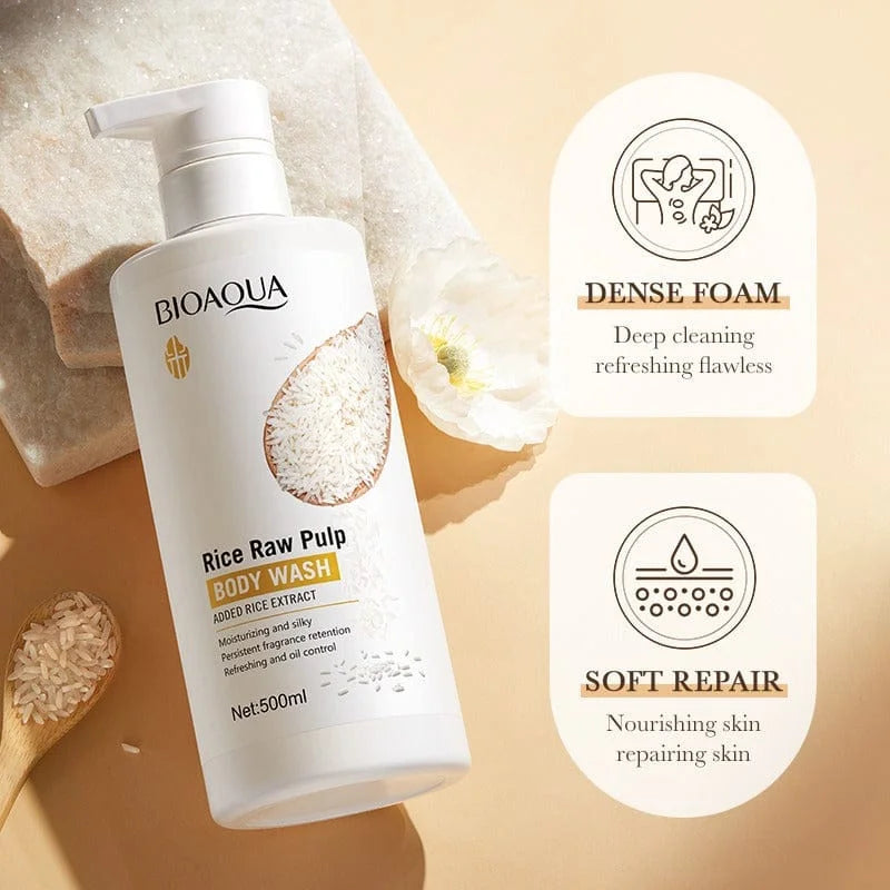 Bioaqua Rice Raw Pulp Body Wash – 500ml - Buy Online in Pakistan at Cosmia.pk