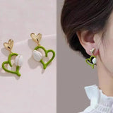 French White Flower Tulip Fruit Green Peach Heart Earring - Buy Online in Pakistan at Cosmia.pk