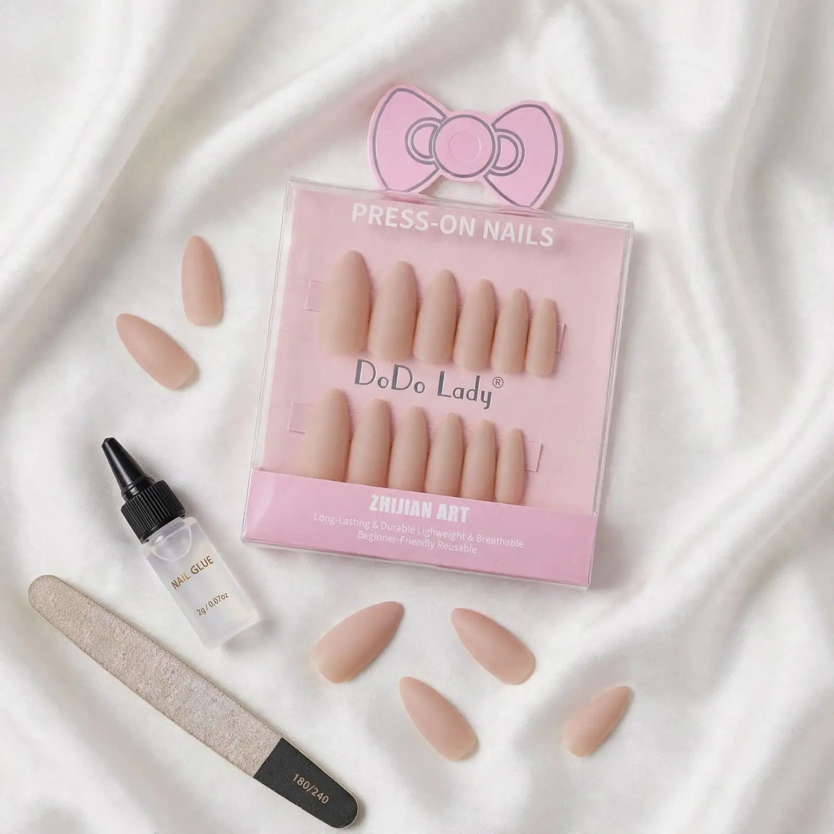 Dodo Lady DoDo Lady Fingertip Aesthetic Revolution Press-On Nails Set - 12Pcs - Beige Matte | Buy Online in Pakistan at Cosmia.pk