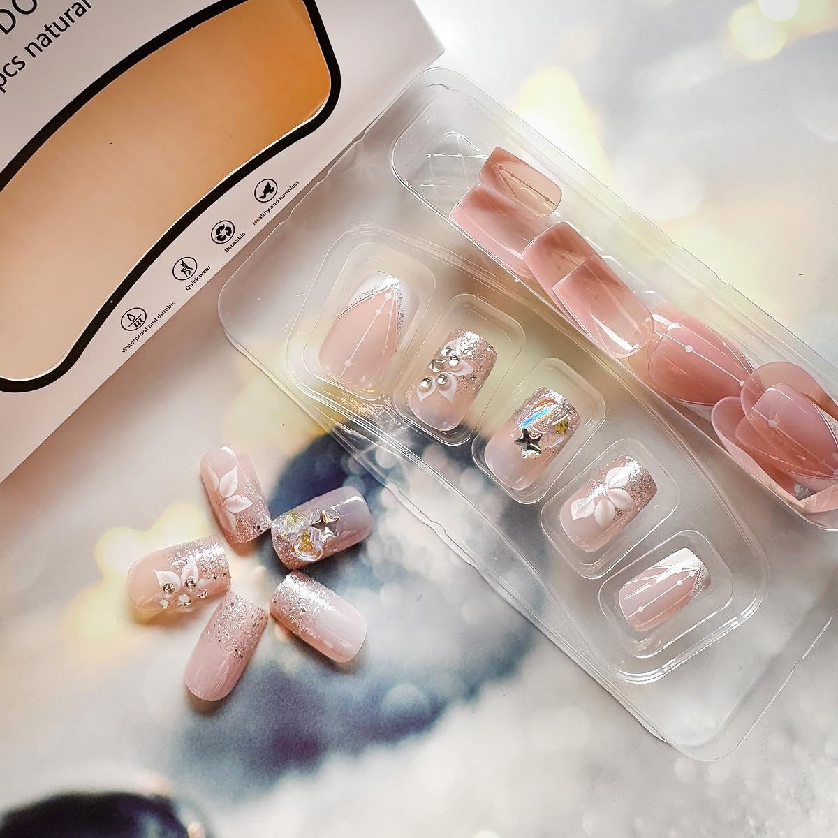 Dodo Lady DoDo Lady Fingertip Aesthetic Revolution Press-On Nails Set - 12Pcs - Glitter Pink | Buy Online in Pakistan at Cosmia.pk