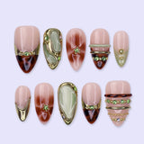 DoDo Lady Fashion Nail Art Press-On Set - 12Pcs - Olive Swirl shade variant product image
