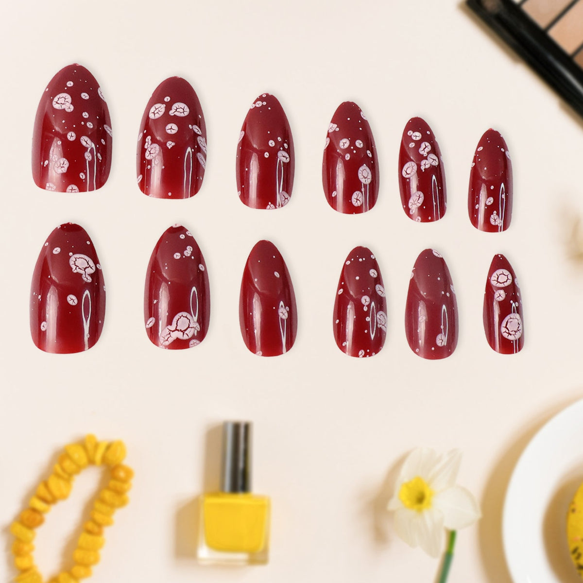 DoDo Lady Zhijian Romantic Press On Nails Set - 12Pcs - Choco Maroon - Buy Online in Pakistan