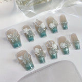 DoDo Lady Zhijian Romantic Press On Nails Set - 12Pcs - Midnight Teal - Buy Online in Pakistan