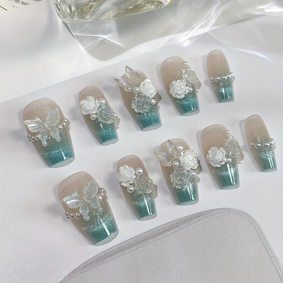DoDo Lady Zhijian Romantic Press On Nails Set - 12Pcs - Midnight Teal - Buy Online in Pakistan
