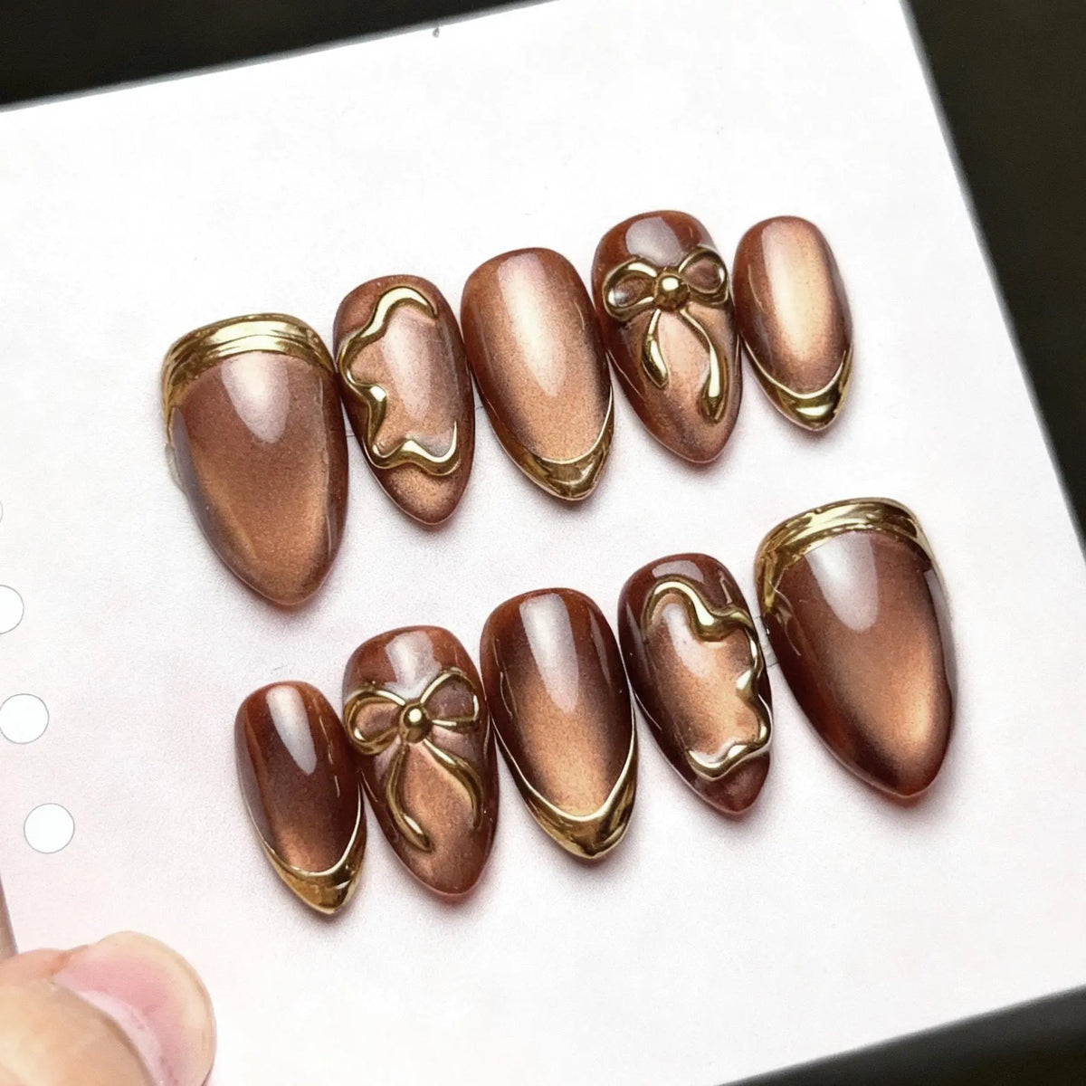 Romantic Myth Cat's Eye Fashion Press-On Gel Nails - Brown shade variant product image