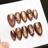 Romantic Myth Cat's Eye Fashion Press-On Gel Nails - Brown shade variant product image