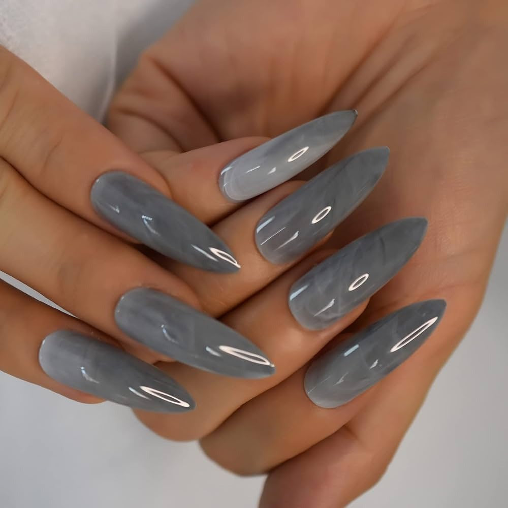 Lavish Lavish Color Trendy Shape Press-On Nails - Grey | Buy Online in Pakistan at Cosmia.pk