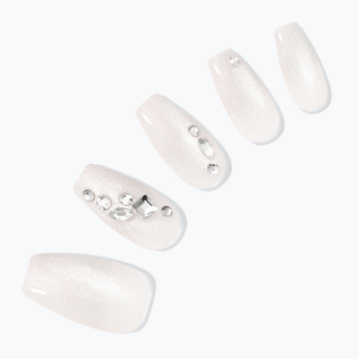 Magic Nails Premium Press-On Nails - White Glitter shade variant product image