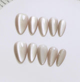 Romantic Myth Romantic Myth Cat Eye Press-On Nails - White Pearl | Buy Online in Pakistan at Cosmia.pk