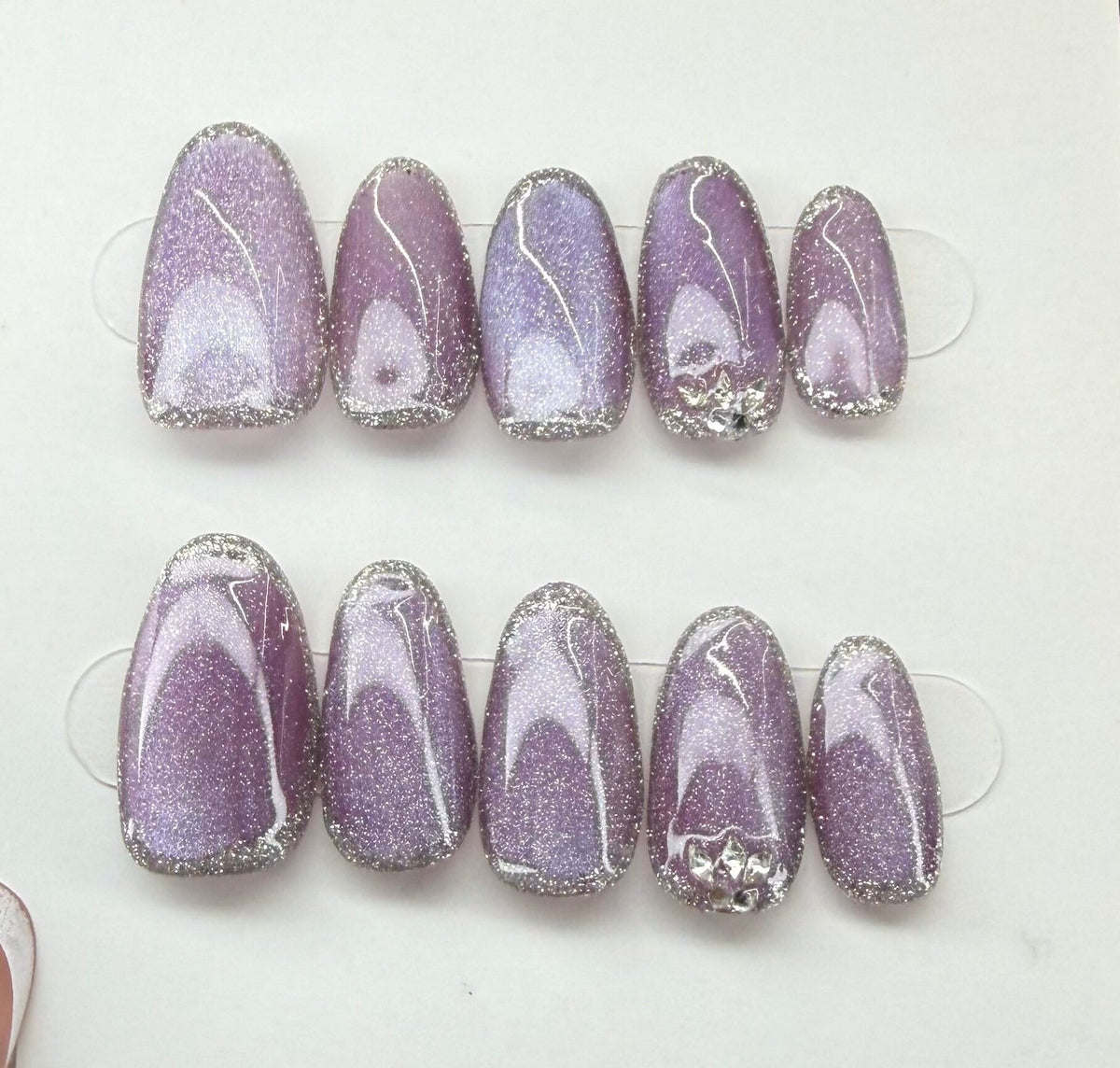 Romantic Myth Holographic Cat Eye Press-On Nails - Purple Shine - Buy Online in Pakistan