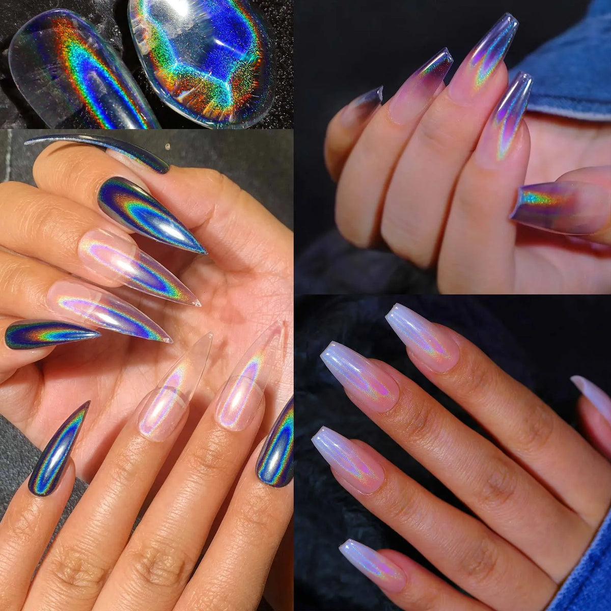 Romantic Myth Holographic Cat Eye Press-On Nails - Rainbow Chrome - Buy Online in Pakistan